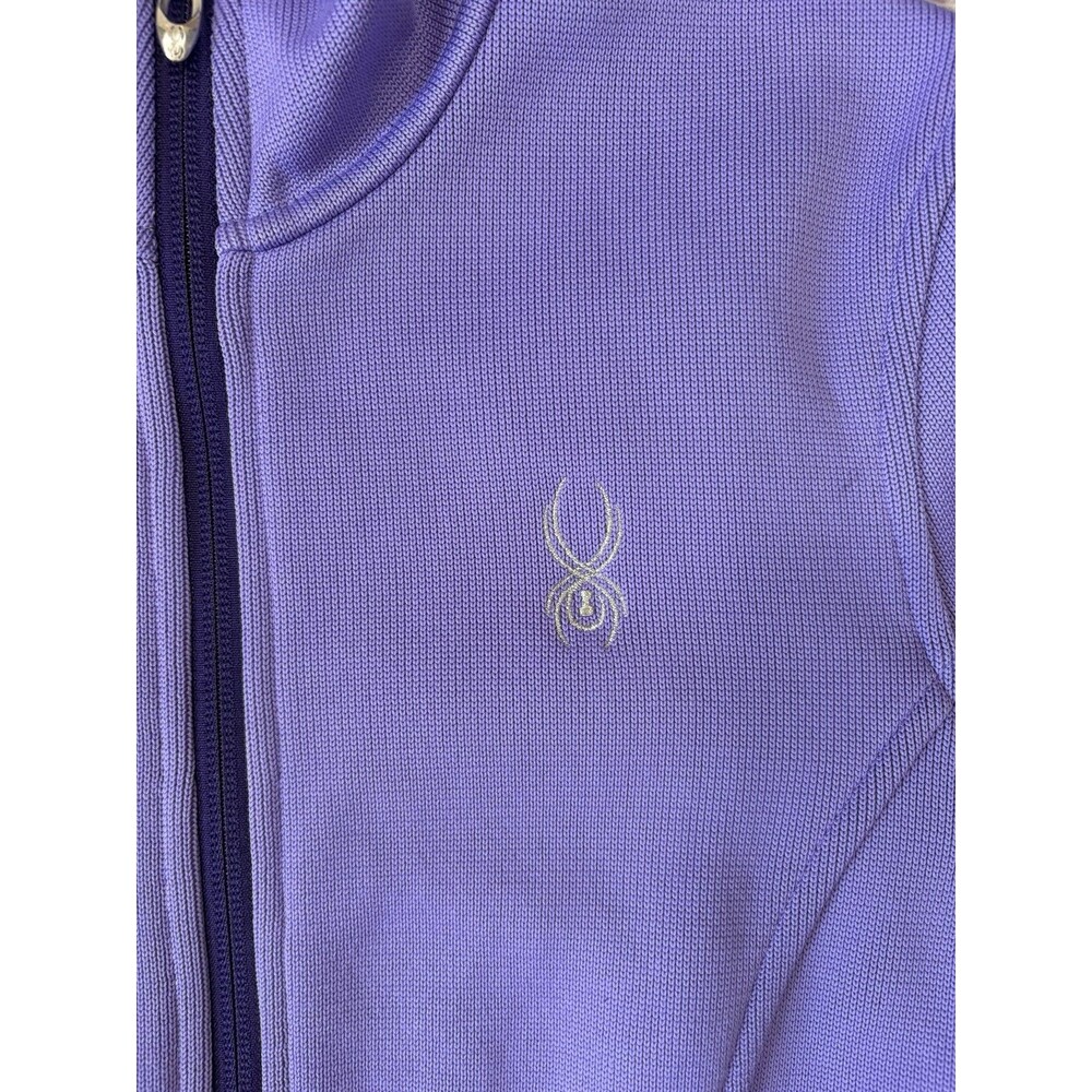 SPYDER Core Ribbed Sweater Jacket Full Zip Up Violet Purple Women’s Large Cotton - Picture 2 of 8